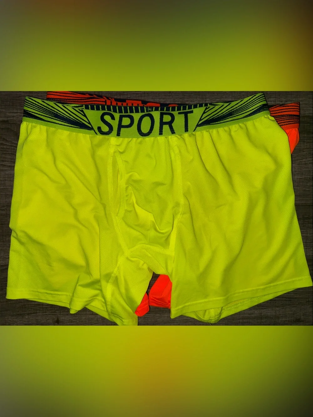 Two Men's High-Visibility Athletic Boxer Briefs - Neon Orange & Neon Yellow